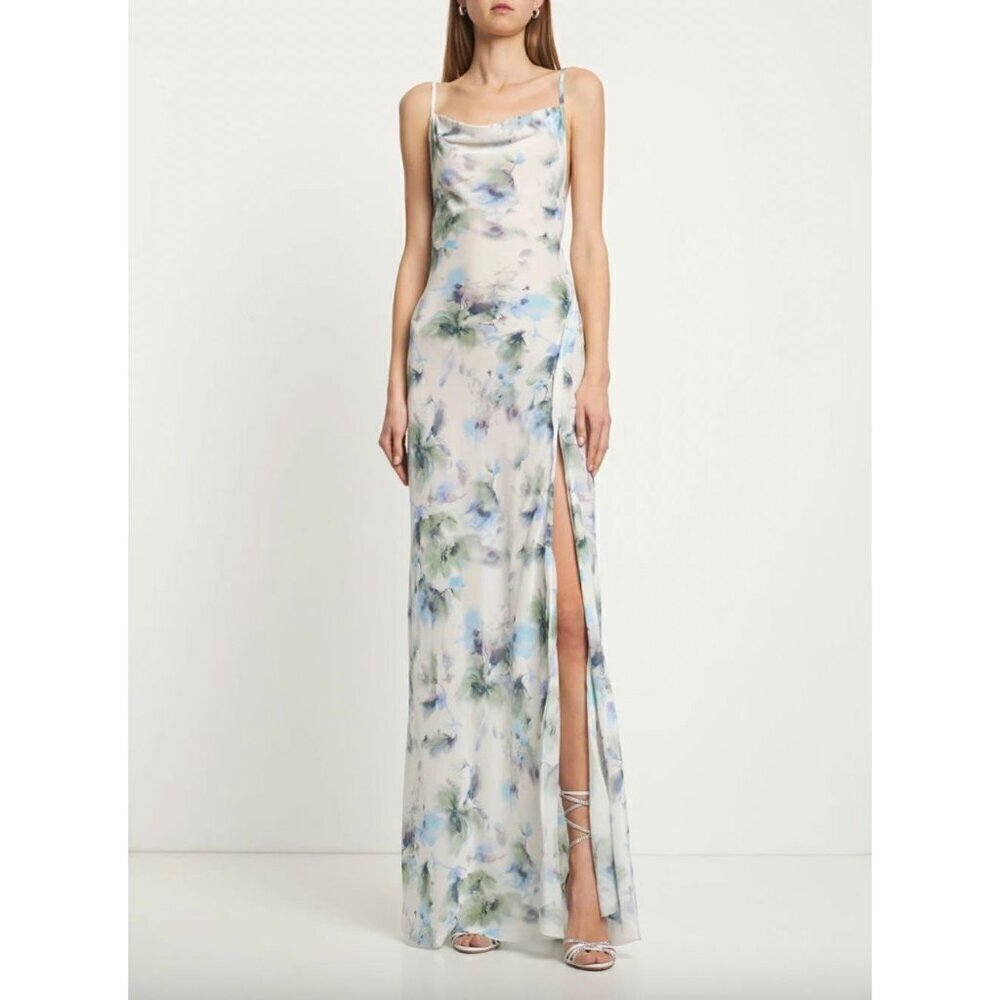 Bec + Bridge Corrine Split Silk Dress Watercolor Floral Womens Size 4